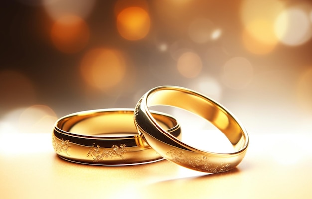 Un fond brillant texturé orné de deux bagues de mariage en or incarnation de l'amour et de la romance vv