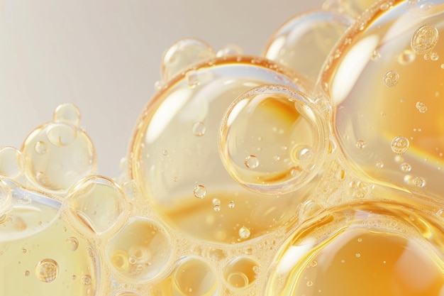 Fond de bulles d'huile abstraites produit de beauté liquide cosmétique texture de sérum visage