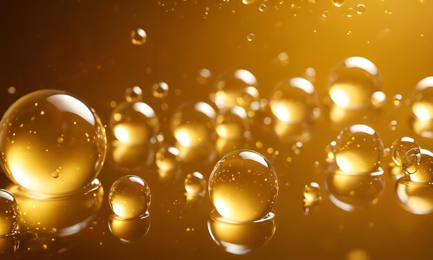 Fond de bulles d'huile bouillonnant des gouttes d'or liquide génératif d'IA