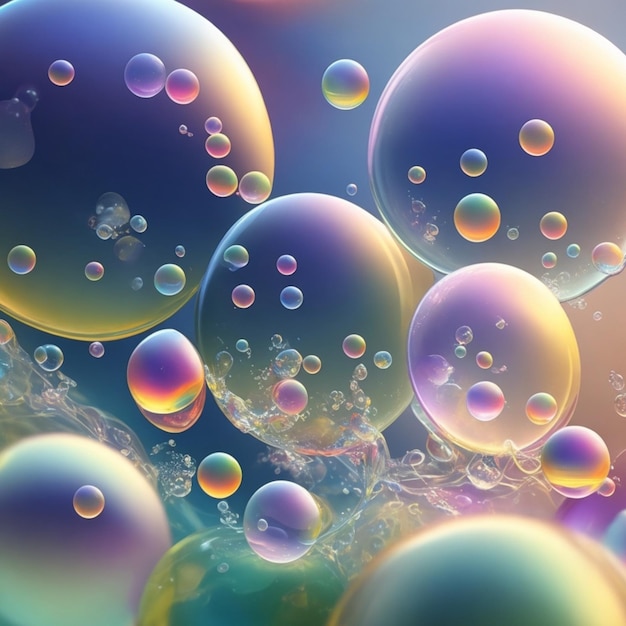 Fond de bulles de savon aléatoires multicolores fond d'écran réaliste coloré bel art 3D réaliste