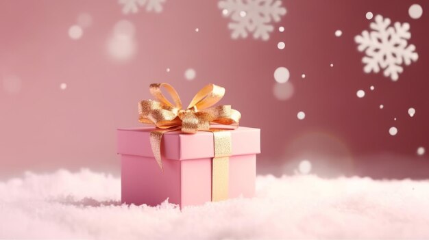 Fond de cadeau de Noël rose Illustration AI générative