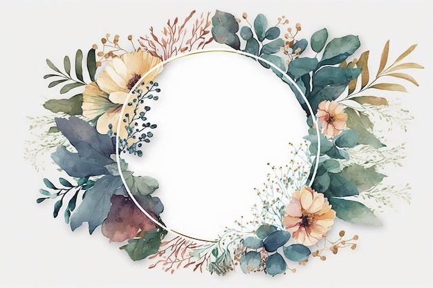Fond de cadre cercle floral aquarelle
