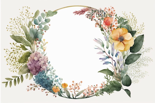 Fond de cadre cercle floral aquarelle