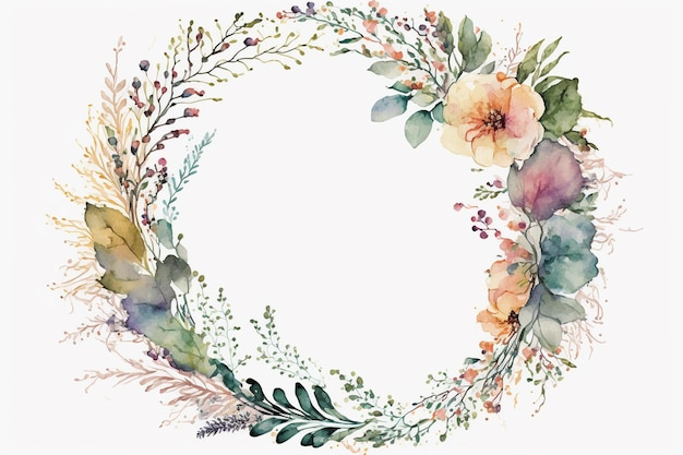 Fond de cadre cercle floral aquarelle