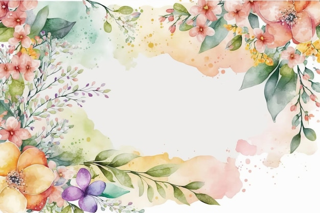 Fond de cadre floral aquarelle Illustration AI GenerativexA