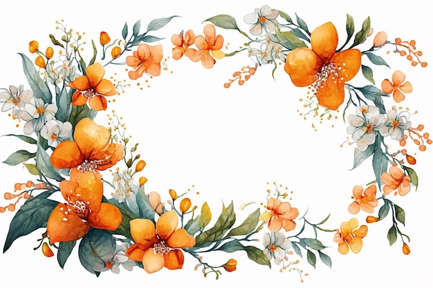 Fond de cadre floral aquarelle orange