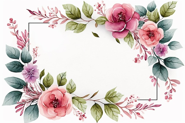 Fond de cadre floral aquarelle rose