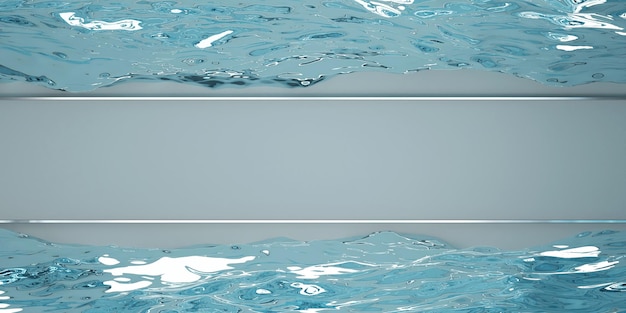 Fond de cadre sur la surface de l'eau Cadre flottant sur l'eau Décoration de texte et d'image Illustration 3D
