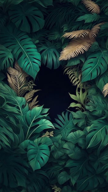 fond de cadre tropical avec monstera et feuilles de palmierillustration1