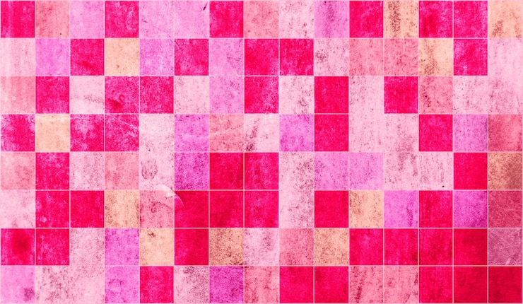 Photo un fond à carreaux rose et rouge avec un motif carré.