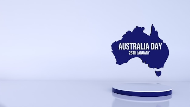 Fond avec une carte bleue pour la journée de l'Australie. Rendu 3D