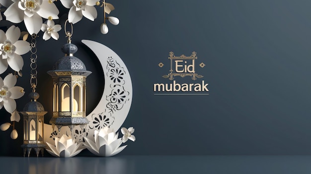 Photo le fond de la carte de vœux d'eid mubarak eid al fitr