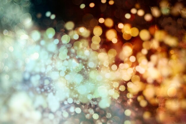 Fond de célébration de lumière abstraite avec des lumières dorées défocalisées pour Noël, nouvel an, vacances, fête