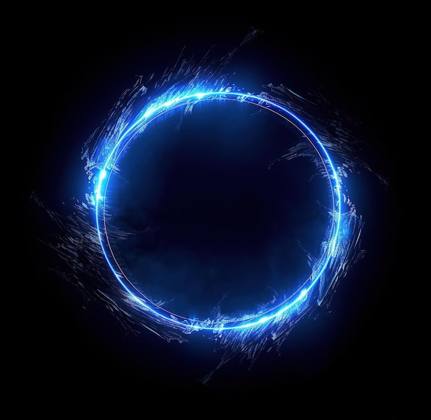 Fond avec des cercles lumineux Cercle d'énergie bleue