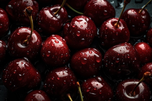 Fond de cerises Fruits sucrés bio Générer Ai