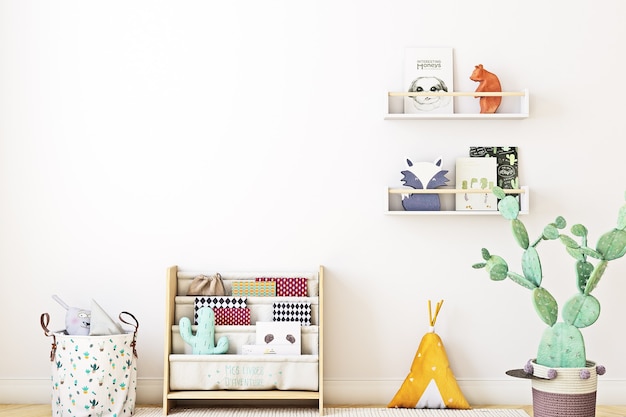 Fond de chambre pour enfants avec mur blanc