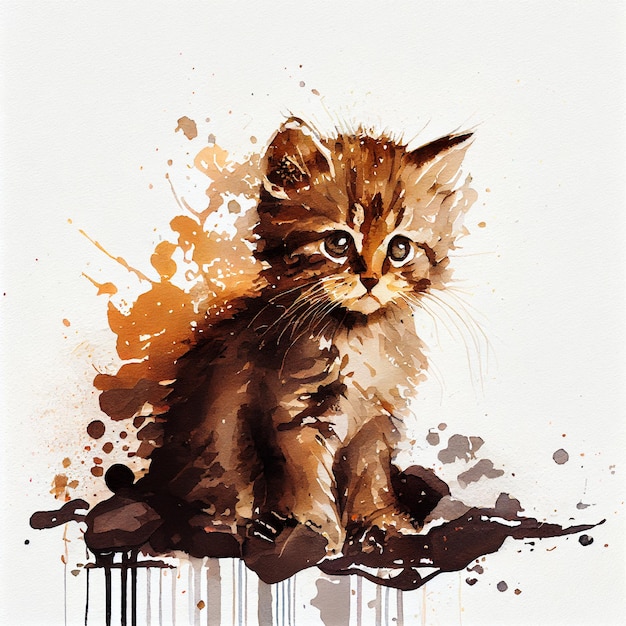 Fond de chaton aquarelle abstraite