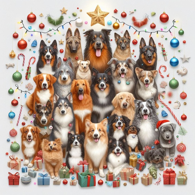 Le fond des chiens de Noël est mignon.