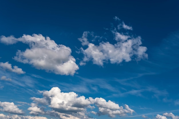 Fond de ciel bleu avec de grands nuages à rayures blanches panorama du ciel bleu peut être utilisé pour le remplacement du ciel