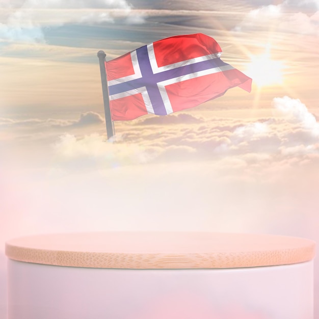 Un fond de ciel nuage podium drapeau norvège