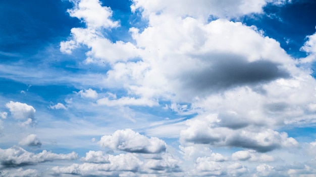 fond de ciel de nuages blancs moelleux avec fond de ciel bleu