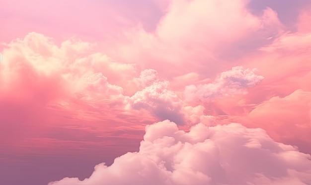Fond de ciel rose romantique Nuages doux au coucher du soleil Pour bannière carte postale carte d'illustration de livre Créé avec des outils d'IA génératifs