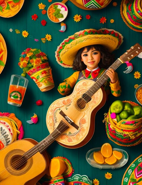 Fond de Cinco de mayo dessiné à la main