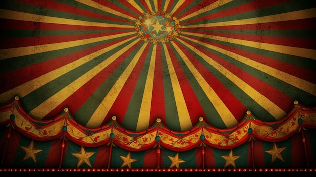 Fond de cirque avec des couleurs vives et des personnages amusants