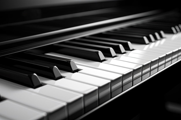 Poster Clavier de piano. Image en noir et blanc avec mise au point