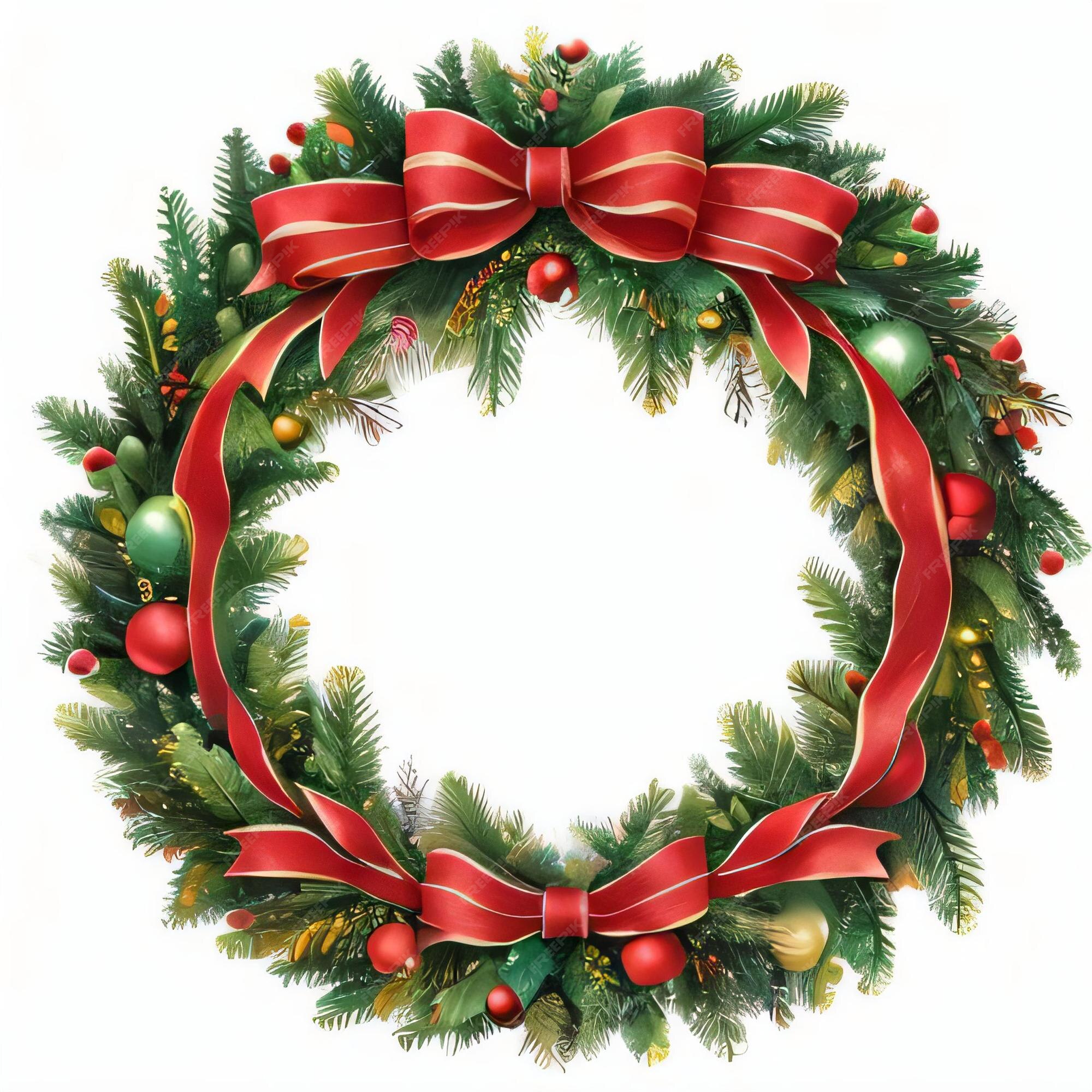 Fond De Clipart Couronne De Noël Aquarelle Photo Premium