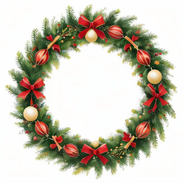 Fond De Clipart Couronne De Noël Aquarelle