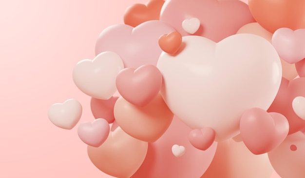 Fond de coeur Saint Valentin élégant. Illustration 3D.