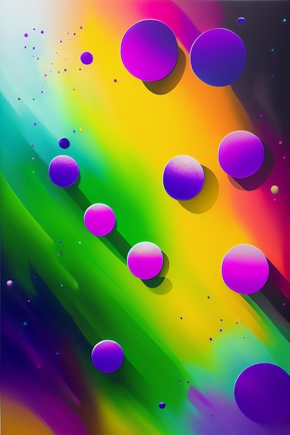 Un fond coloré avec des bulles et des gouttes d'eau.