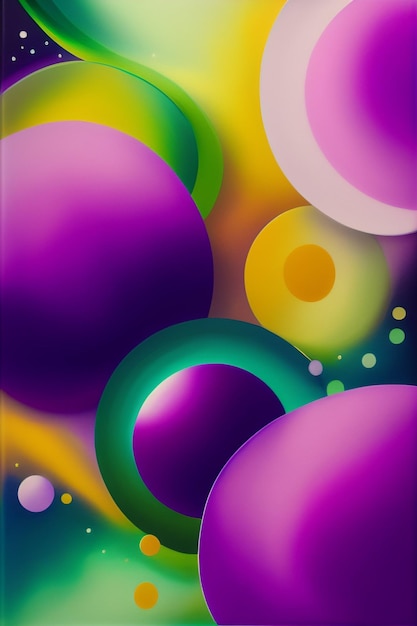 Un fond coloré avec des cercles et des bulles au milieu.