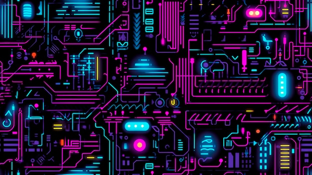 Un fond coloré avec un circuit imprimé