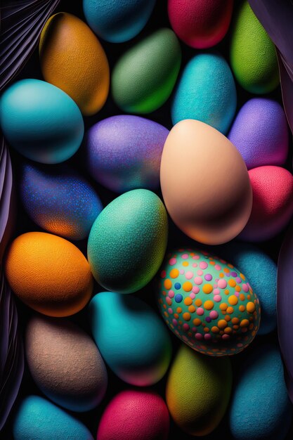 Photo fond coloré de la collection d'oeufs de pâques célébration de pâques