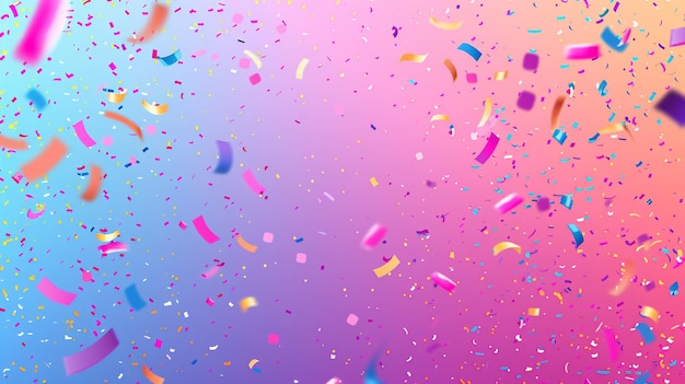 un fond coloré avec des confettis et des boucles