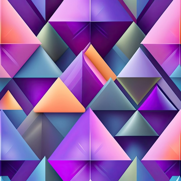 un fond coloré avec un dessin géométrique violet, orange et violet.