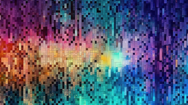 Fond coloré avec effet dégradé composé d'éléments imitant les pixels