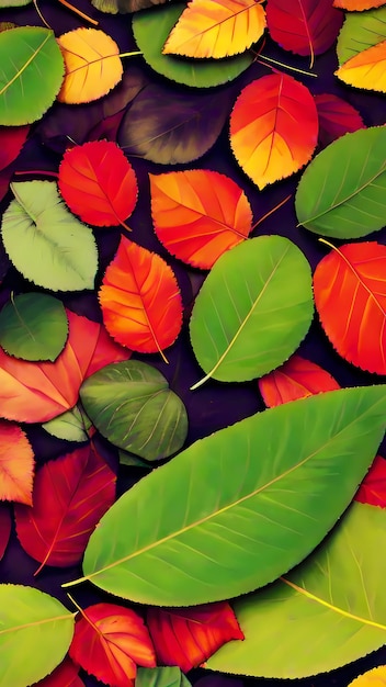 Un fond coloré de feuilles avec un fond coloré
