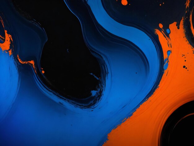 Un fond coloré avec un fond noir et une peinture bleue et orange a été généré