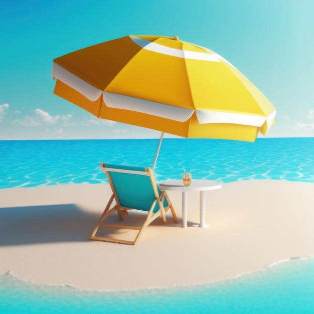 Fond coloré mignon de concept 3d de plage tropicale d'été