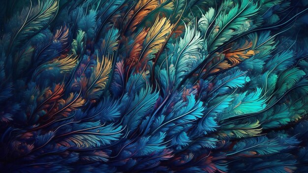 Un fond coloré avec un motif de plumes.