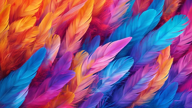 Un fond coloré avec des plumes aux couleurs vives.