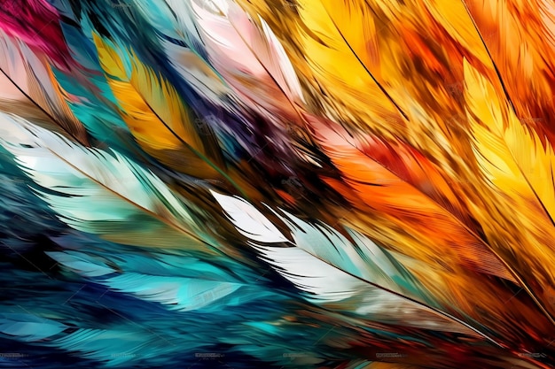 Un fond coloré avec des plumes colorées.