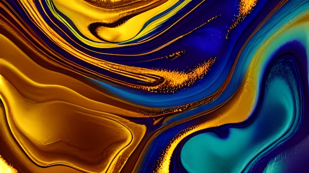 Un fond coloré avec une texture de peinture bleue et jaune.