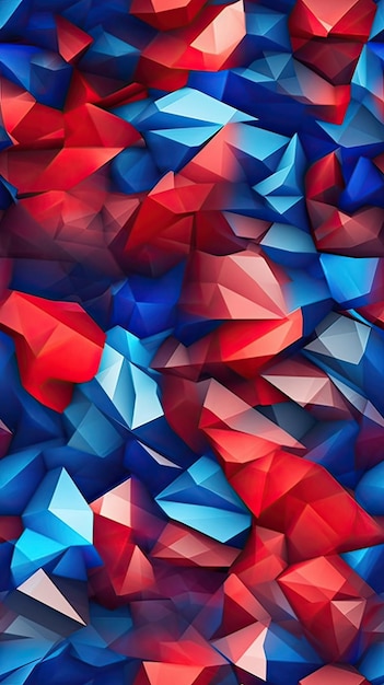 Un fond coloré avec des triangles rouges et bleus.