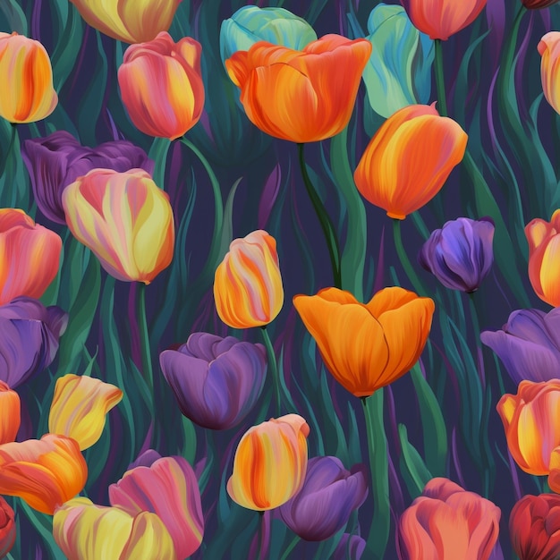 Un fond coloré de tulipes