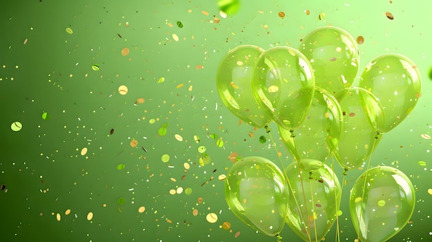 Fond de composition de ballons verts Bannière de conception de célébration