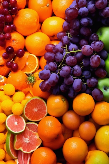 Fond de composition de fruits frais Ai génératif